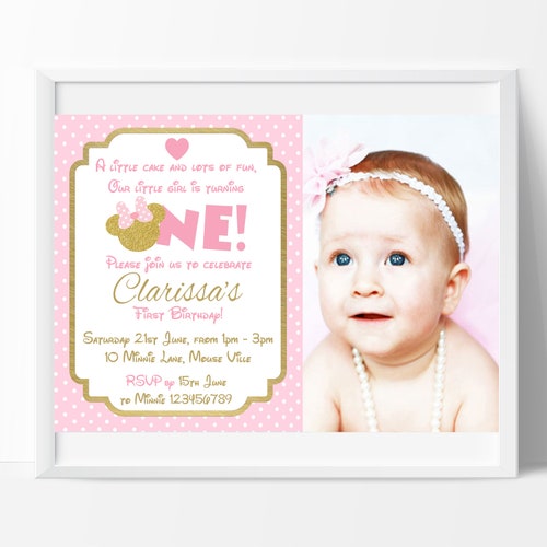 Minnie Mouse 1st Birthday Invitation Minnie Mouse Party - Etsy