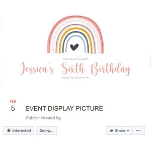 Rainbow Facebook Event Cover, Virtual Baby Shower Invitation, Birthday Invitation Edit and Create Your own Banner