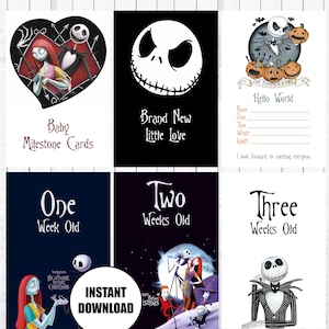 Baby Milestone Cards, 4x6 Cards, Nightmare before Christmas, INSTANT DOWNLOAD