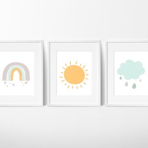 Rainbow & Clouds Nursery Print, Kids Wall Decor,  Print your own Prints. Frames Not Included. INSTANT DOWNLOAD. SALE!!