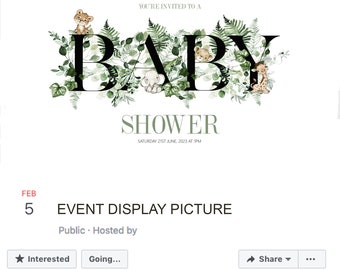 Omslag Facebook-evenement Jungle Animals, virtuele babyshoweruitnodiging, bewerk en maak je eigen banner