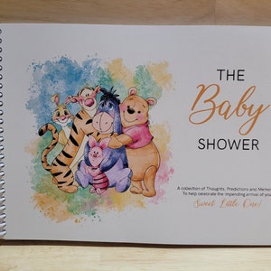 The Baby Shower, livre de prédiction d’invité, Winnie l’ourson, imprimez votre propre livre.