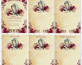 Mad Hatter Bridal Shower Games,  Kitchen Tea, Wedding Games, 18 Games, Instant Download
