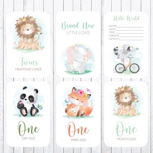 Cartes Milestone bébé, cartes 4x6, animaux jungle, imprimer vos propres cartes d’étape, téléchargement instantané