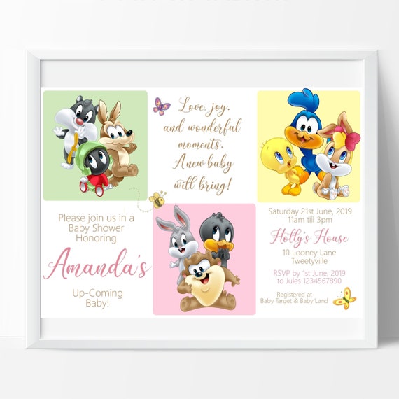 tweety bird baby shower invitations
