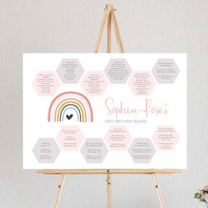 Rainbow  Birthday Board, 1st Birthday, Edit and Print your own Chalkboard