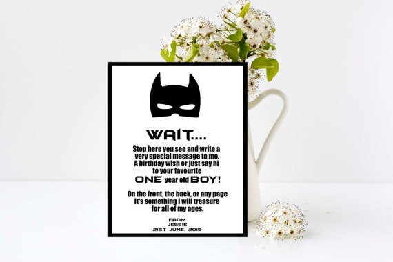 Batman signo de libro de invitado Baby Shower 1st - Etsy España