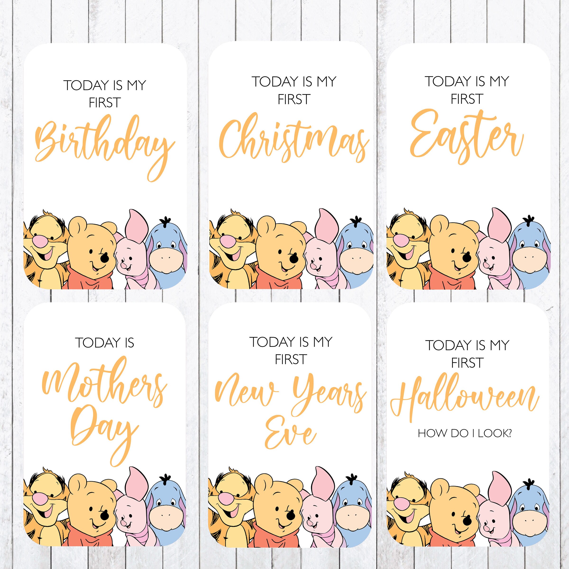 Winnie the Pooh Baby Milestone Cards, Photo Props (digital Download) - Etsy