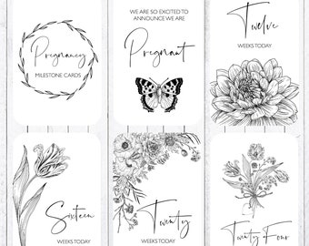 Pregnancy  Milestone Cards, 4x6 Cards.  Instant Download.