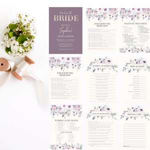 Sweet Violet Bridal Shower Games,  Bridal Shower, Kitchen Tea, Bachelorette, 30 games Instant Download SALE!!