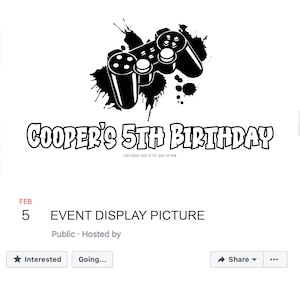 Gaming Facebook Event Cover, Virtual Baby Shower Invitation, Birthday Invitation Edit and Create Your own Banner