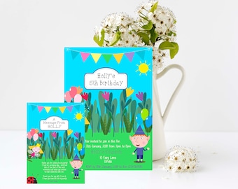 Ben and Holly's Little Kingdom Birthday Invitation, Thank you Note, Edit and Print your own invitation, Instant Download
