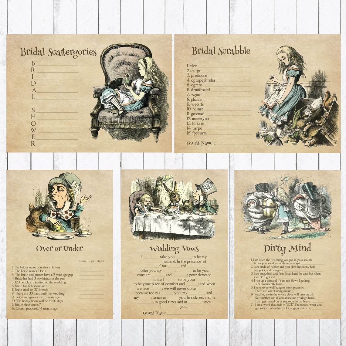 Alice in Wonderland Bridal Shower Games Kitchen Tea Wedding Etsy