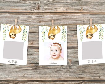 Photo Banner, 1st Birthday Banner, Milestone Banner,  2 Sizes, Sloth, Edit and Print Your Own.