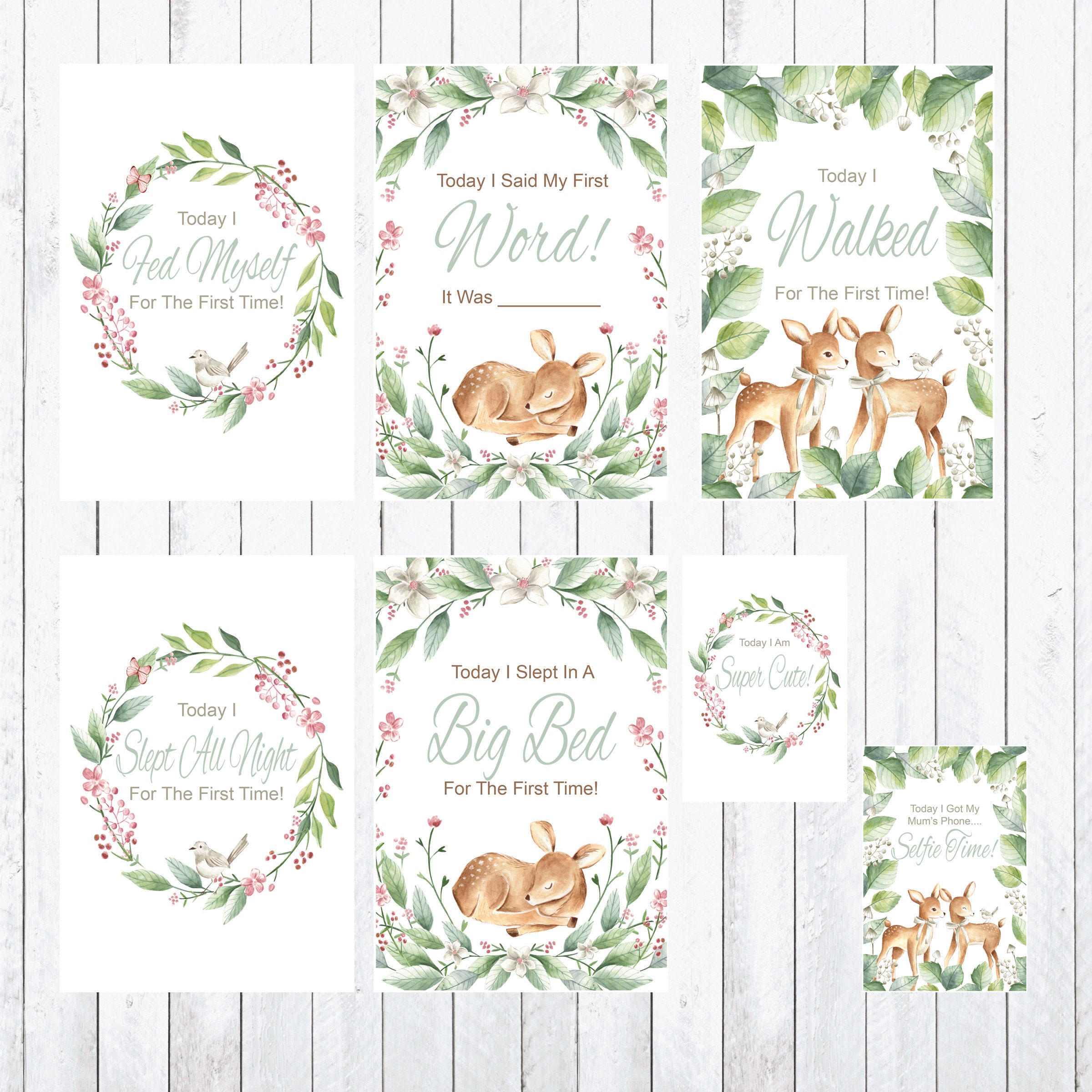 Baby Milestone Cards 4x6 Cards Photo Props Deer Wreaths | Etsy