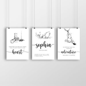 Winnie The Pooh Personalised Birth Print, Frames Not Included.