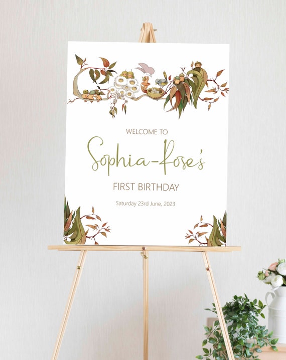 Gumnut Babies Welcome Sign, 1st Birthday, Baby Shower, Christening, Bridal Shower, Wedding, Edit and Print your own Sign,