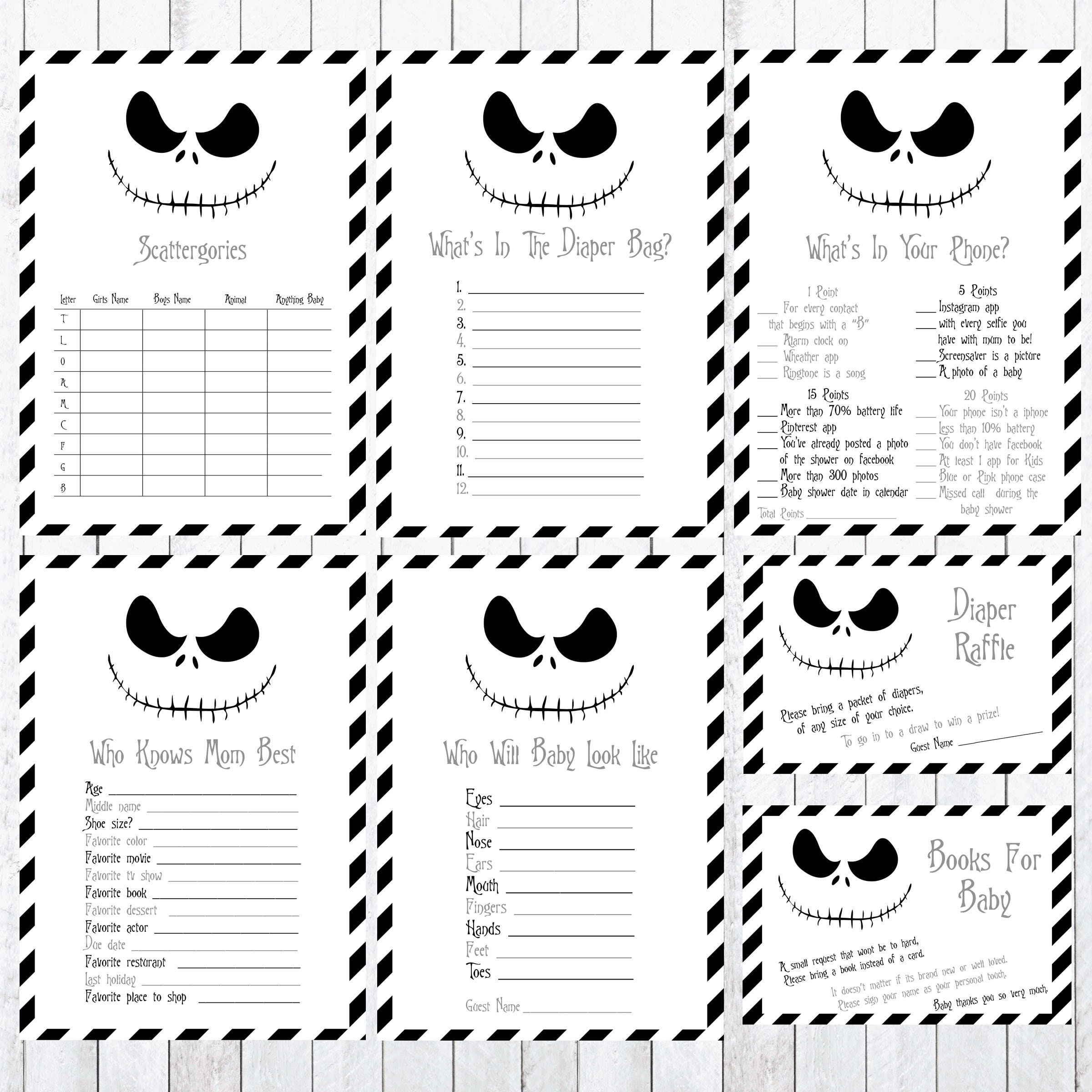 Nightmare Before Christmas Baby Shower Games. Instant Download Etsy