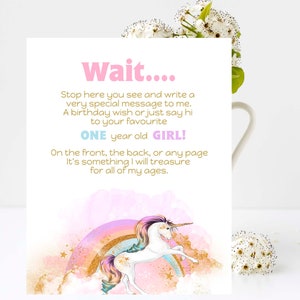 Unicorn Guest Book Sign, 1st Birthday, Birthday, Baby shower, Edit and Print your own guest book sign