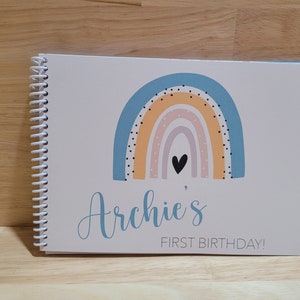 Rainbow Birthday Guest Book, 1st Birthday, Keepsake Book, Rainbows, Edit and Print Your Own Book