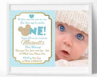 Mickey Mouse 1st Birthday Invitation  Birthday Invitation,  Edit and Print your own Invitation