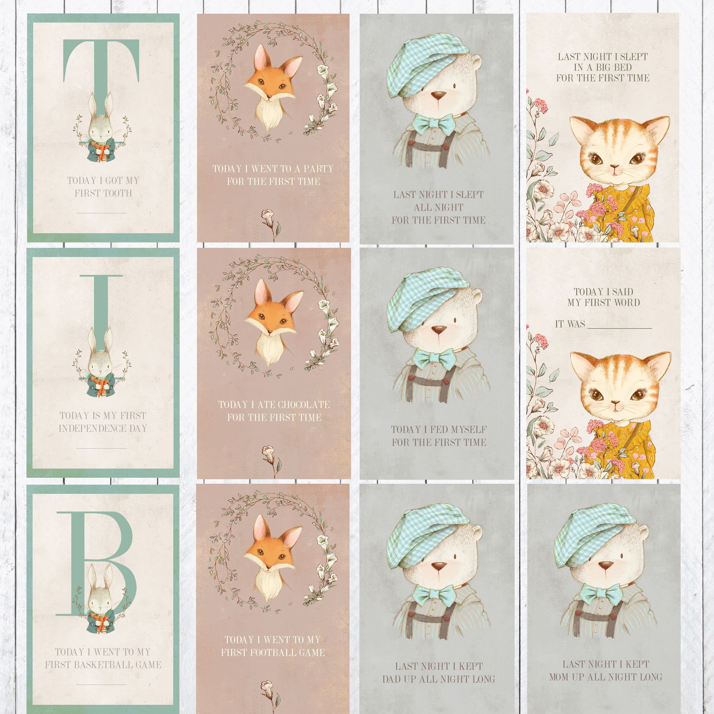 Baby Milestone Cards, 4x6 Cards, Photo Props, 60 Cards Included ...