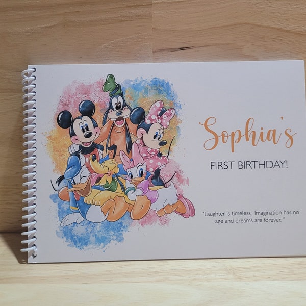 Mickey Mouse Birthday Guest Book, Keepsake book, 1st Birthday, Autograph Book, Minnie, Daisy, Create Your Own Book & Sign