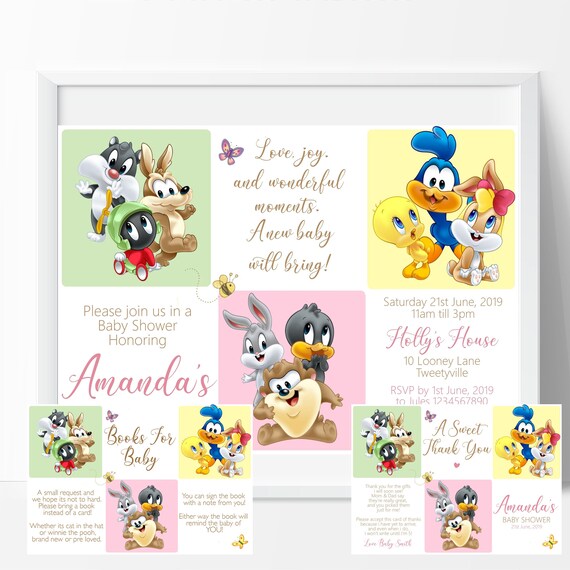 looney tunes baby shower invitations