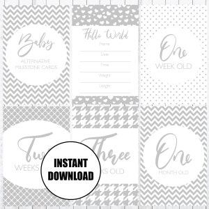 Baby Alternative Milestone Cards, 4x6 Cards, Photo Props, INSTANT DOWNLOAD