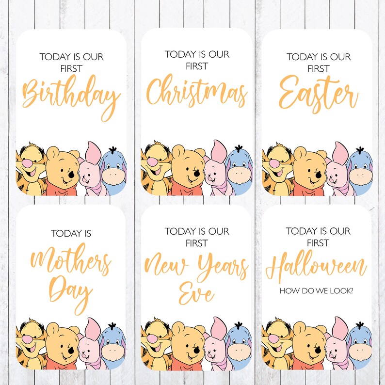 Winnie the Pooh Baby Milestone Cards, 4x6 (digital Download) - Etsy
