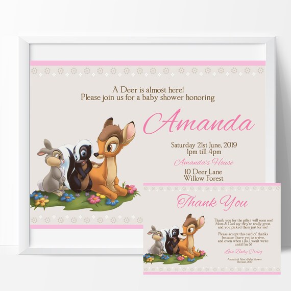 bambi baby shower invitations