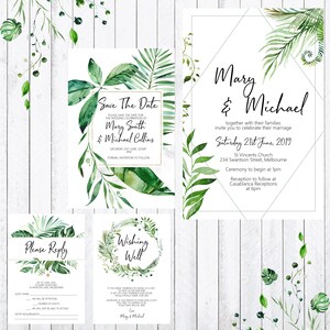 Invitación de boda, tarjeta RSVP, Guardar la fecha, Deseando bien tarjeta, Imprimir su propia boda. Edite e imprima el suyo propio.