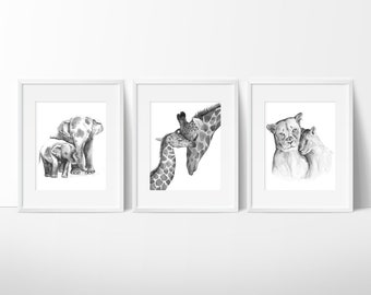 Jungle Animals Nursery Print, Kids Room Prints,  Frames Not Included. Print Your Own, Instant Download