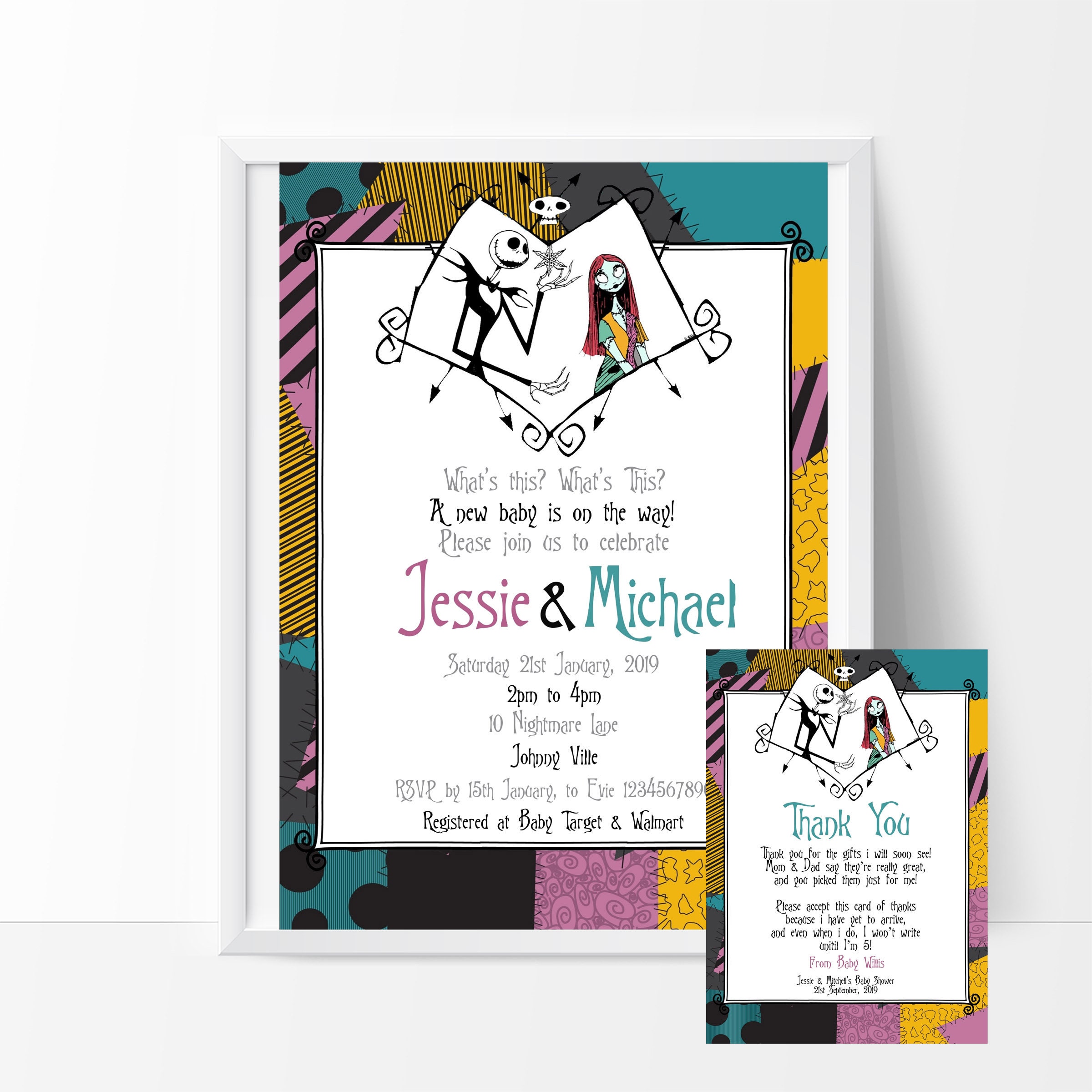 Nightmare Before Christmas Baby Shower Invitation, Edit and Print Your Own  Invitation - Etsy, image size:2400x2400
