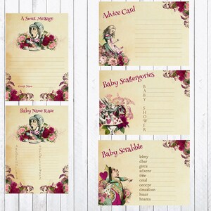 Alice in Wonderland Baby Shower Games, Baby Bingo, Price is right, 19 Games Instant Download