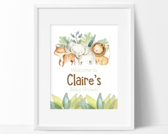 Safari  Welcome Sign, 1st Birthday, Baby Shower, Edit and Print your own guest book sign, 7 Sizes Available.