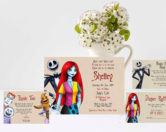 Uitnodiging babyshower Nightmare before Christmas, bewerk en print je eigen uitnodiging