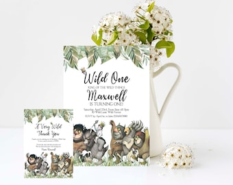 Where the Wild Things Are Birthday Invitation, Thank you note, Baby Shower Invitation, Edit and Print your Own Invitation