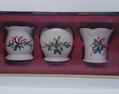 Vintage Lenox Votive Tea Light Candle Holders with Christmas Holly And Red Ribbons Winters Greetings Set Of Three FREE SHIPPING