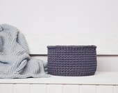 Round cotton basket, Eco-friendly storage, Crocheted handmade gift decor