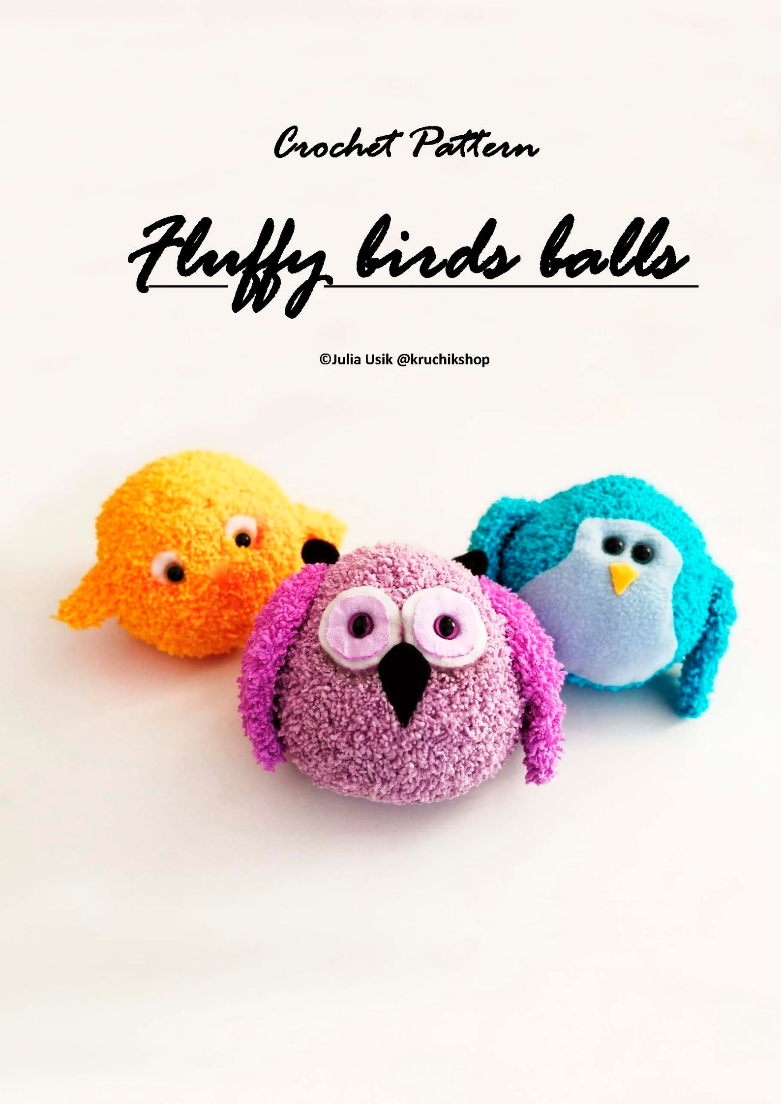 Easy crochet pattern fluffy birds balls 3 Tutorials PDF in 1 Etsy