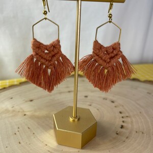 Hexagon Macrame Earrings