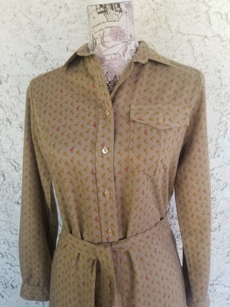 IF International Fashion 70s Button Up Belted Sz 10 Shirt Dress