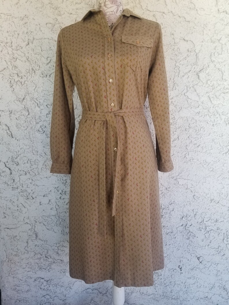 IF International Fashion 70s Button Up Belted Sz 10 Shirt Dress