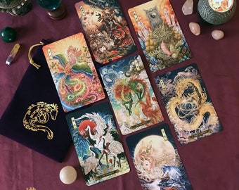 The Mythical Creatures Tarot of Orient (78 tarot cards with tarot bag) + English instructions (PDF)