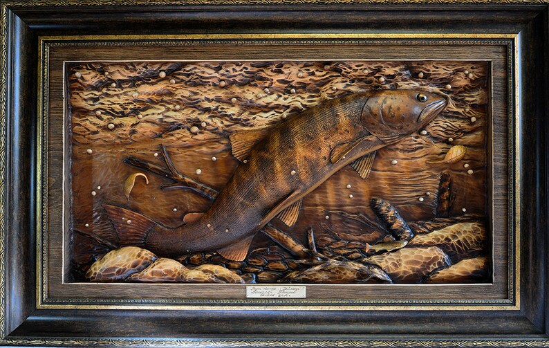 Fish Wall Art Salmon Fish Taimen Siberian river salmon Etsy