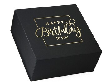 Magnetbox Faltschachtel 22x22x10 cm Happy Birthday - Geburtstags Geschenkbox