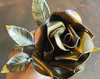 Handmade Metal Rose - unique gifts, gift ideas, Mother’s Day, valentines, birthday, flowers, stainless steel.