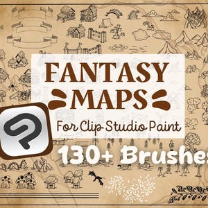 Clip Studio Paint Fantasy Map Brushes: 130+ Hand-Drawn Stamps (Digital Download)