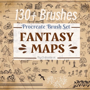 Fantasy Map Brush Pack für Procreate || 130+ Stempel für D&D, Tabletop Spiele, Kartographie, Kartenherstellung, World Building